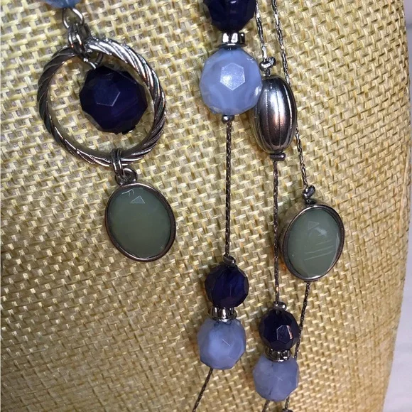 New York & Company Silver Purple Layered Necklace - Picture 4 of 7